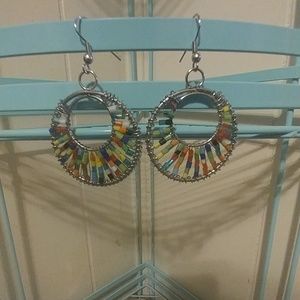 Circular Beaded Eclectic Fish hook Earrings